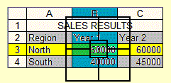 Items in a spreadsheet at different levels of view