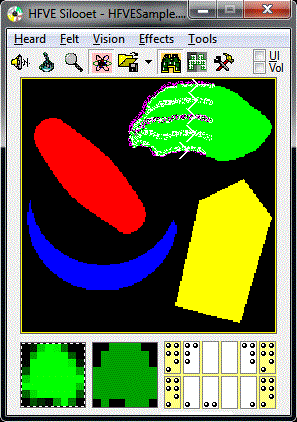 HFVE software presenting the shapes in a simple diagram, using audiotactile effects